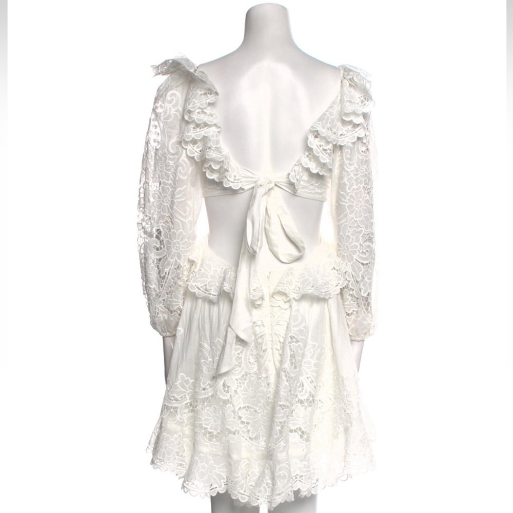 ZIMMERMANN Lulu Ruffled Cut-Out Mini Dress Size AU 2 / US 8 - Picture 9 of 15